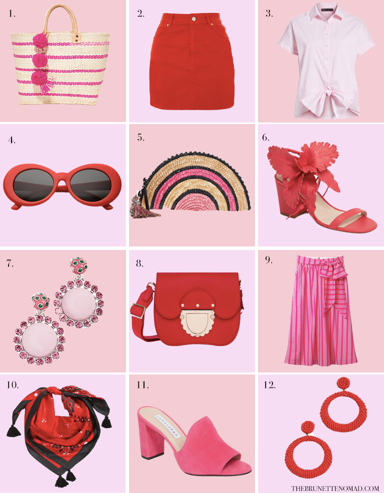 The Brunette Nomad, Dallas Fashion Blogger shares her favorite color combo of red and pink in these Spring inspired items