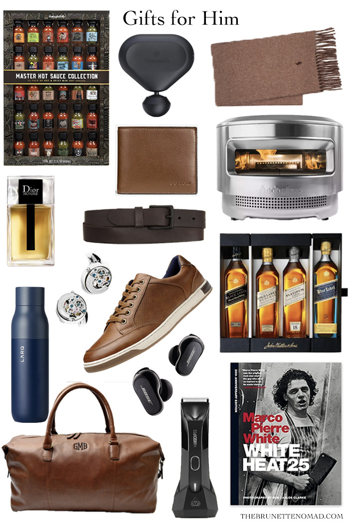 Dallas fashion blogger shares a 2022 gift guide collage with gifts for men